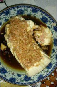 家常菜虾蓉蒸豆腐