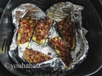 美味烤肉沫茄子做法图解6)