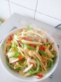 家常菜杏鲍菇炒肉丝