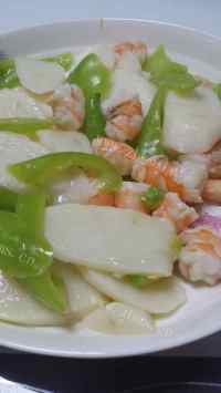 家常菜山药炒虾仁