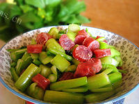 家常菜腊肠炒菜心