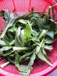 家常菜腊肉炒菜心做法图解1)