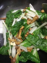 滑子菇炒小白菜做法图解6)