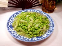 家常菜丝瓜炒毛豆