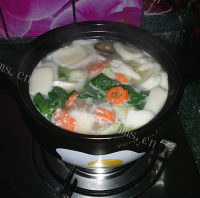 清淡的鸡蛋青菜年糕汤做法图解11)