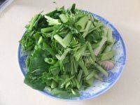 家常菜蘑菇炒菠菜做法图解4)