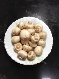 清爽白蘑菇扒油菜做法图解1)