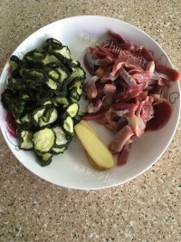 美味的黄瓜干炒鸡胗做法图解1)