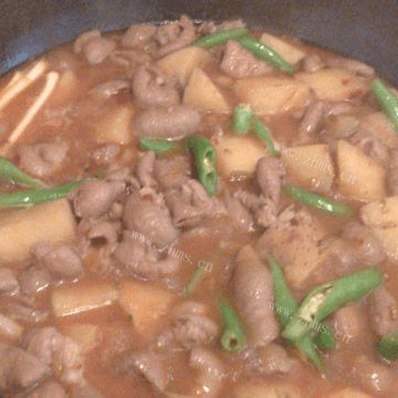 家常菜土豆烧肥肠做法图解6)