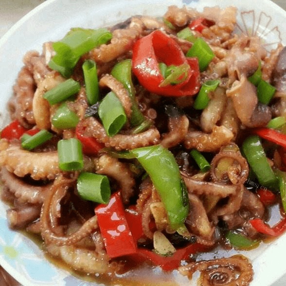 美味的爆炒八爪鱼