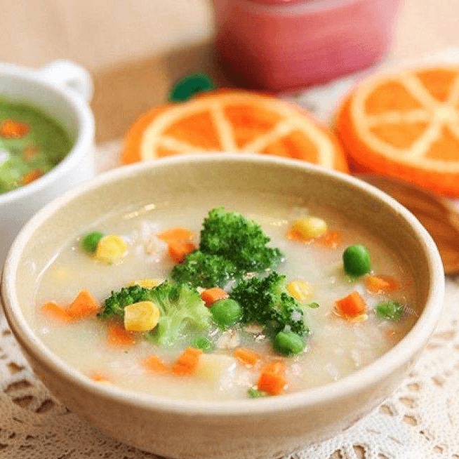 美味早餐蔬菜玉米麦片粥
