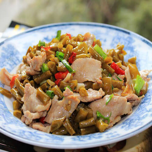 美味通菜梗炒肉粒