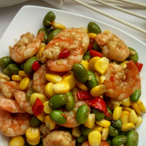 家常青豆炒虾仁