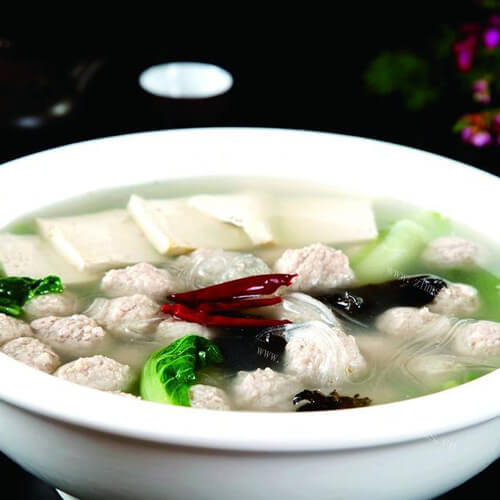 好喝的小白菜汆丸子