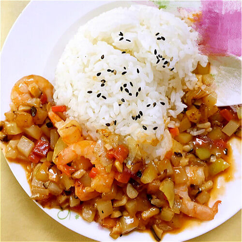 鲜香香菇对虾油饭