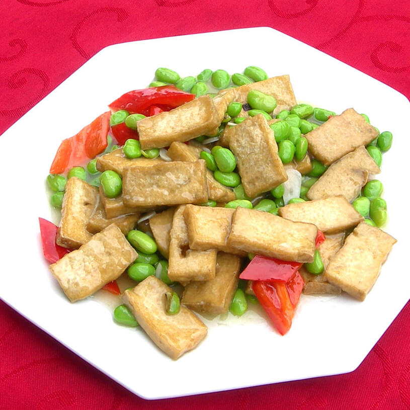 特色臭干子炒毛豆米 