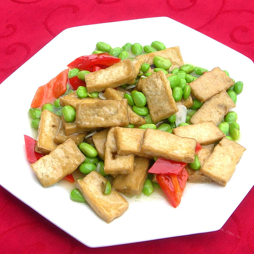 特色臭干子炒毛豆米 