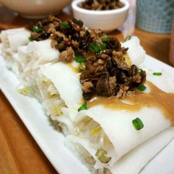 美味的香菇肉沫肠粉