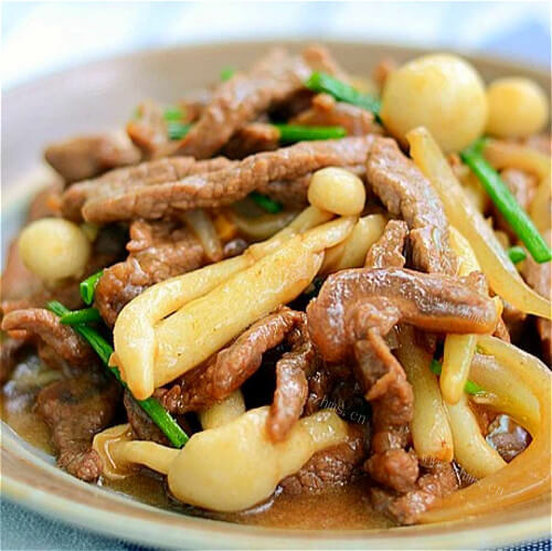 美味的海鲜菇烩牛肉