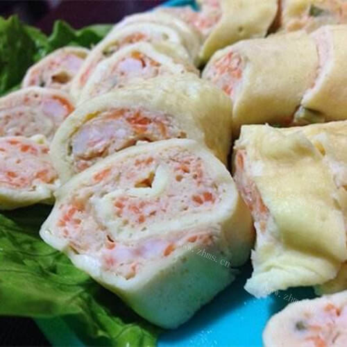 新鲜柔软虾仁猪肉蛋卷