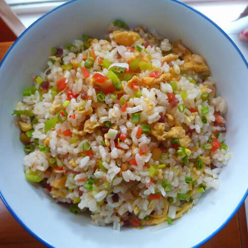 好吃的肉丝杂蔬蛋炒饭