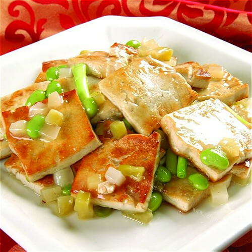 家庭版葱香黄金豆腐