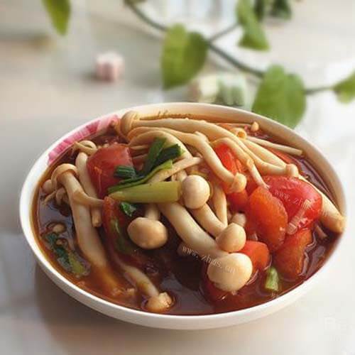 鲜美的海鲜菇炒番茄