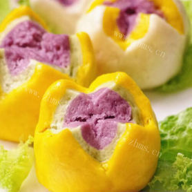 好看又好吃的南瓜紫薯开花馒头