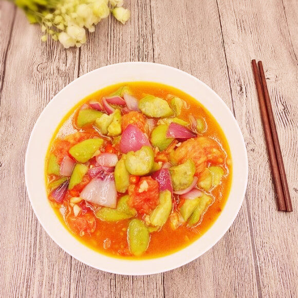 美味的洋葱茄汁丝瓜