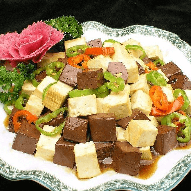 家常菜猪血豆腐的做法