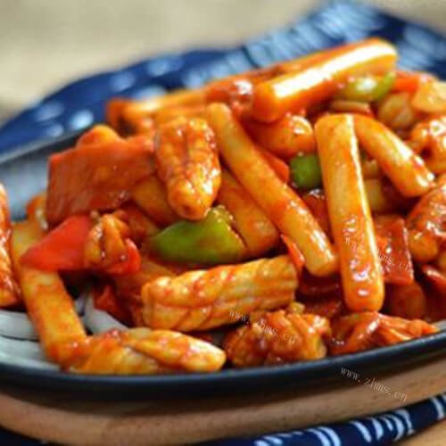 美味的铁板煎年糕豆腐