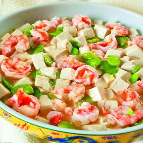 诱人虾仁爱心豆腐
