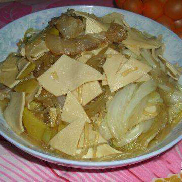 素食米豆皮炖白菜粉条