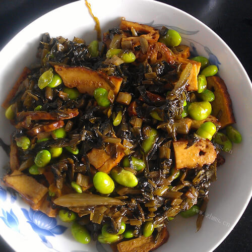 超爱的雪菜毛豆炒豆干