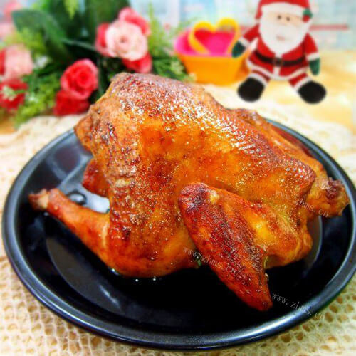 美味的圣诞烤全鸡