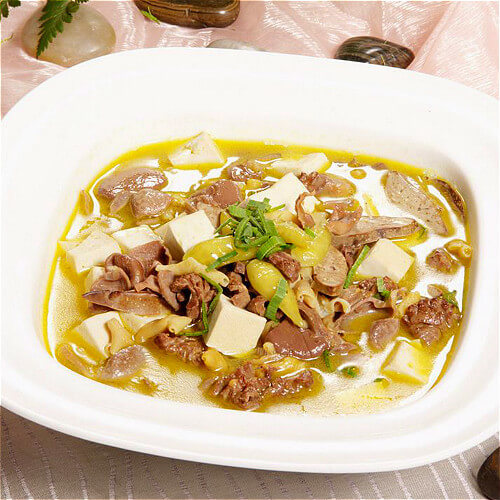 猪肝豆腐酿