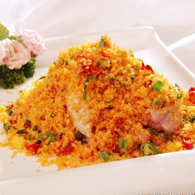特色菜鸡肉炒碴子