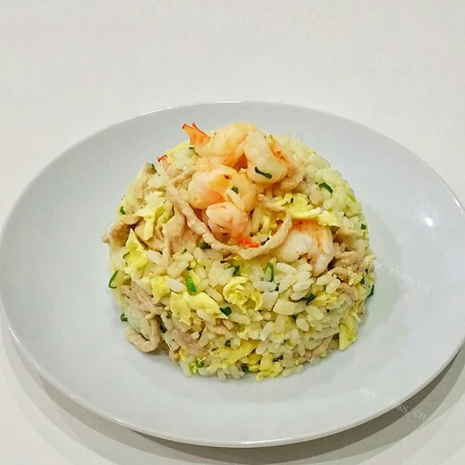 美味的肉丝杂蔬蛋炒饭