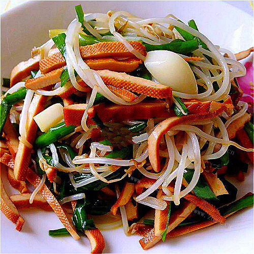 家常韭菜豆芽炒豆干