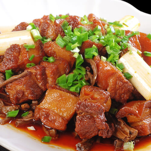 荤菜茶树菇烧肉