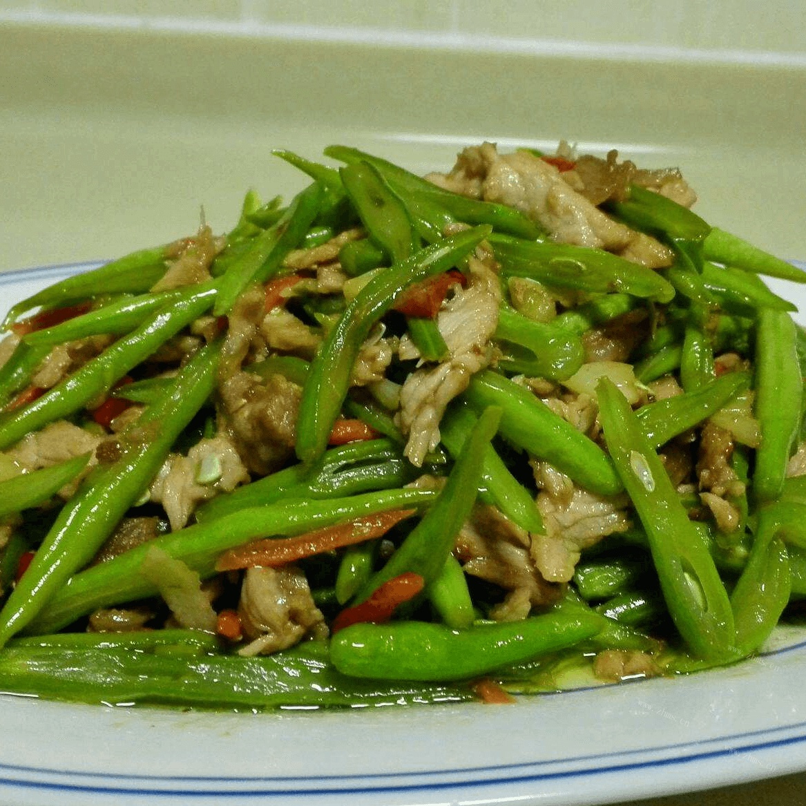 家常菜四季豆炒肉丝