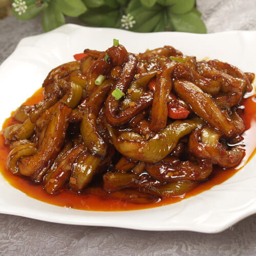 可口的清爽版鱼香茄条