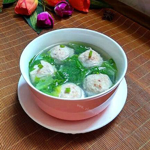 牛肉丸生菜汤#多效护