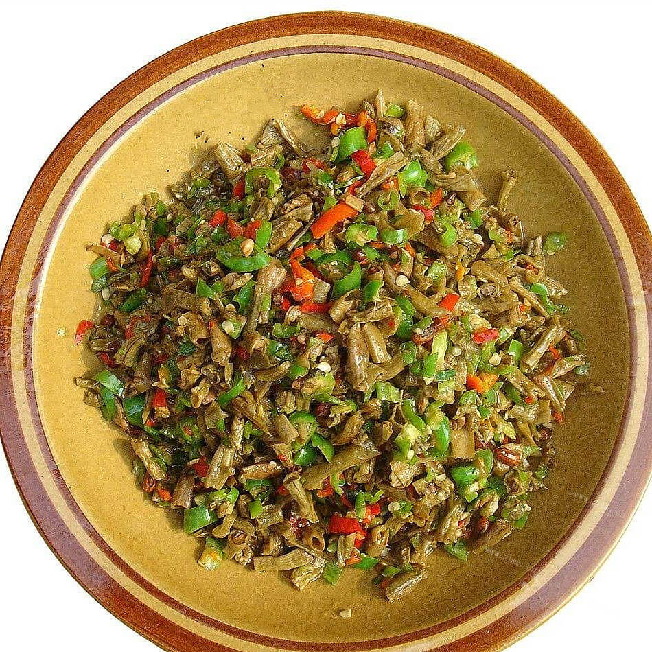 素菜辣椒炒盐豆角