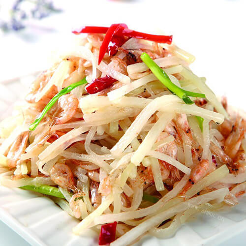 美味的肉片炒萝卜丝