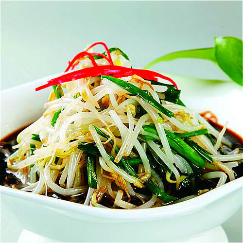 美味的韭菜辣炒绿豆芽