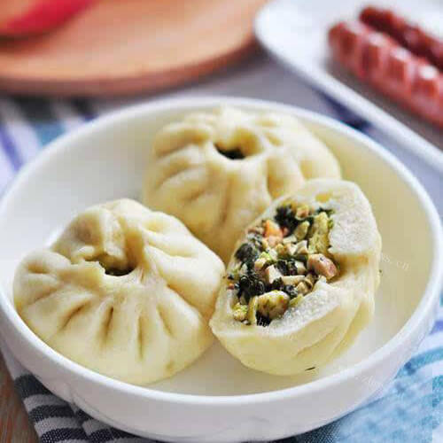 清淡养胃的青菜香菇包