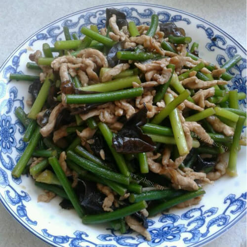 蒜苔炒肉丝