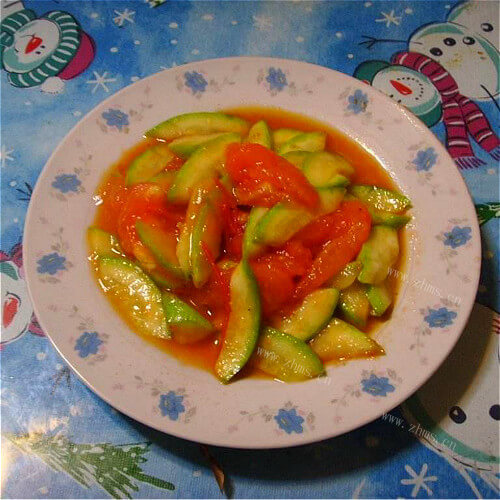 美味的海米番茄炒西葫芦