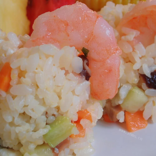 美味的虾仁青豆饭团
